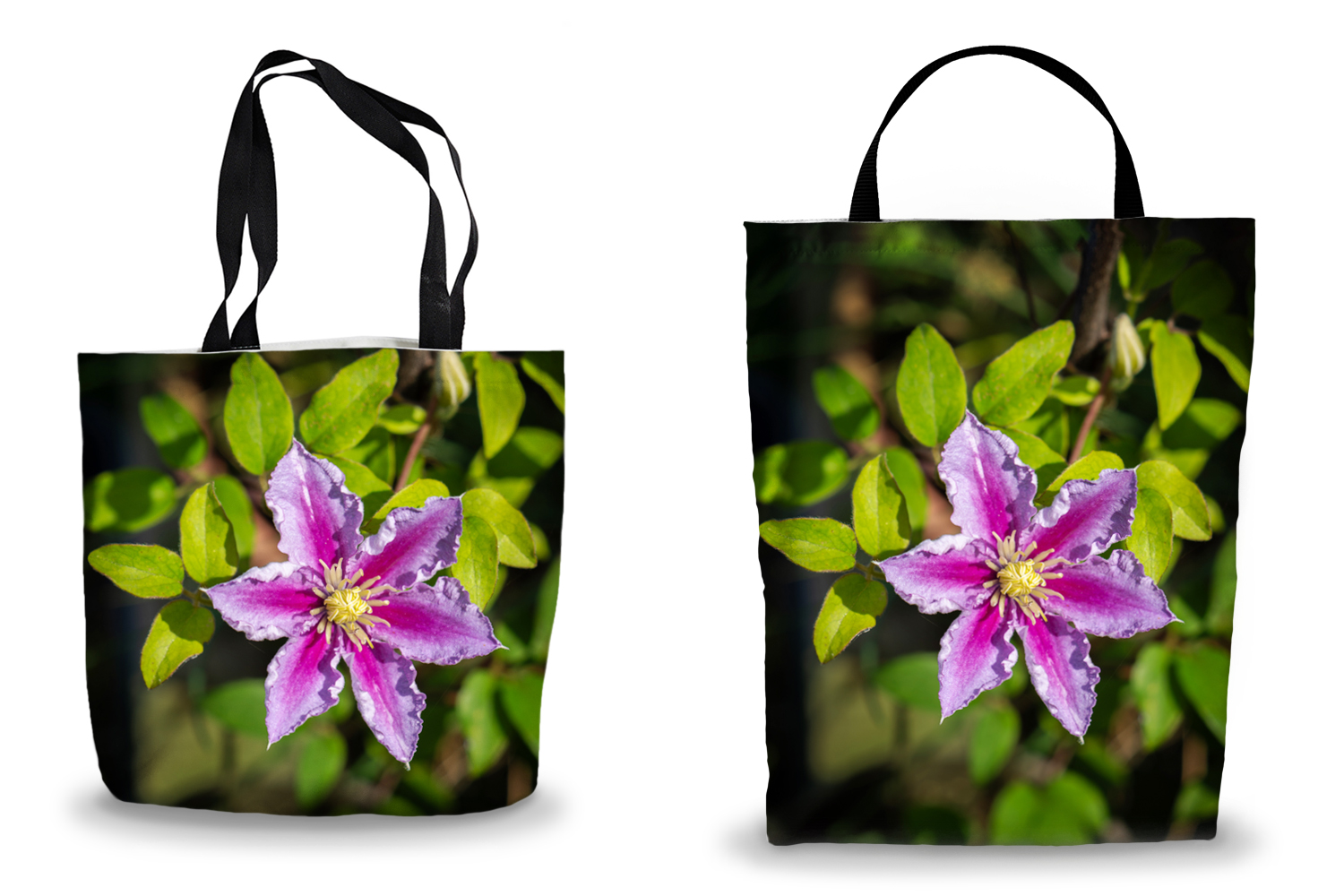 Purple Clematic Tote Shopping Bags