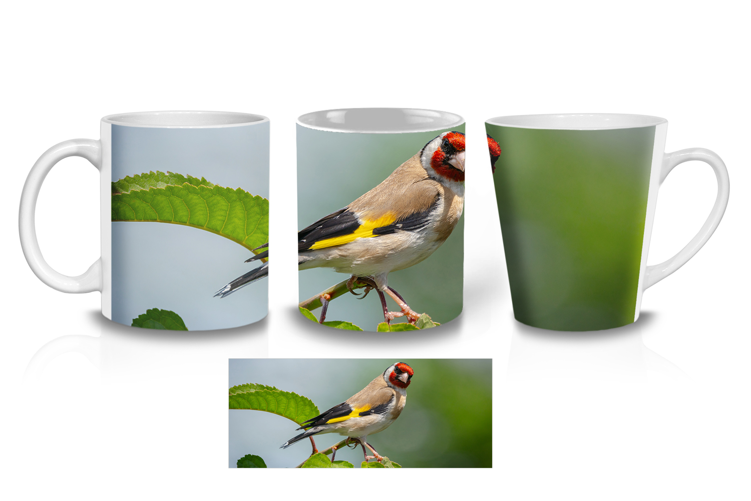 European Goldfinch on a Cherry Tree Coffee Mugs