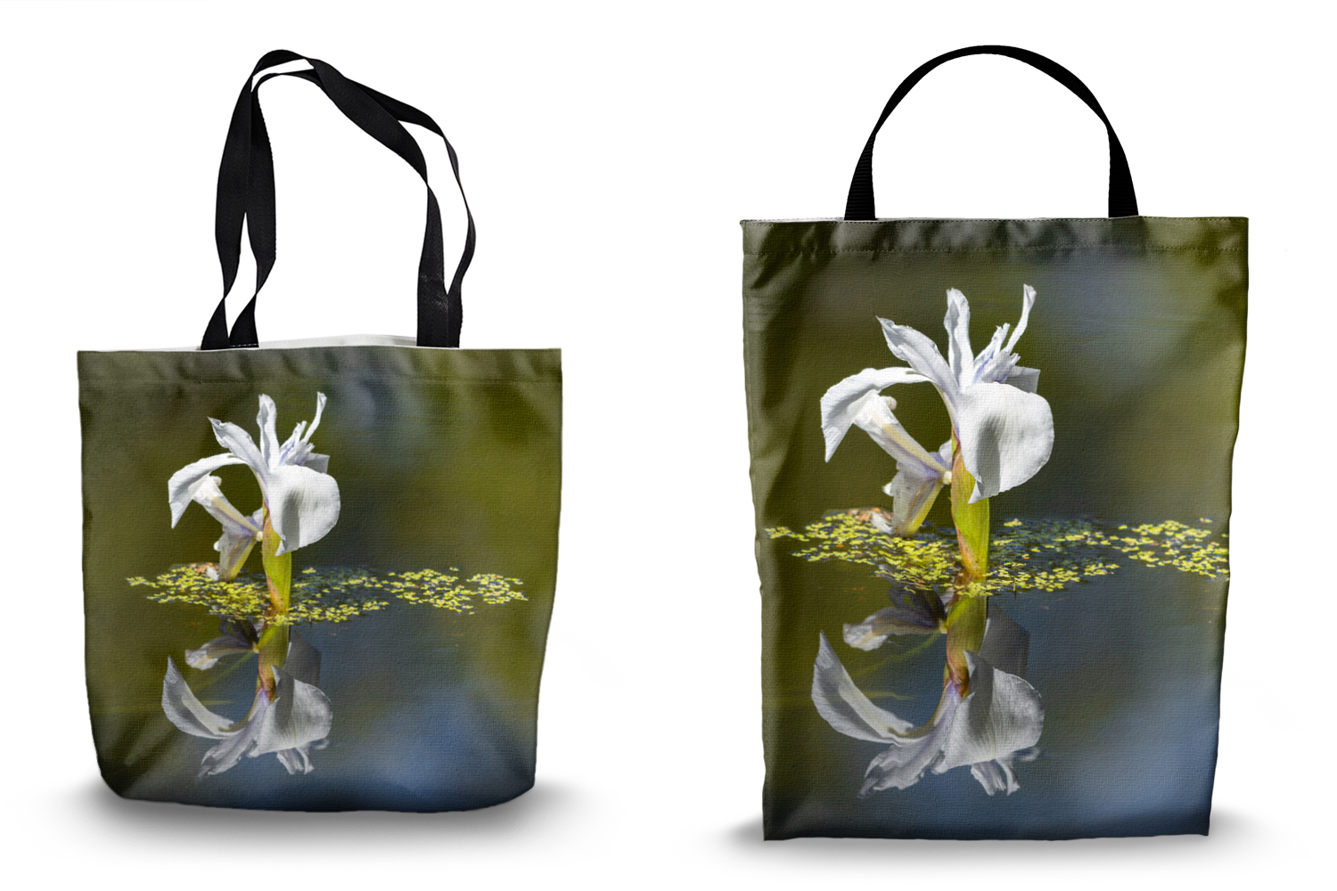 White Water Iris Tote Bags