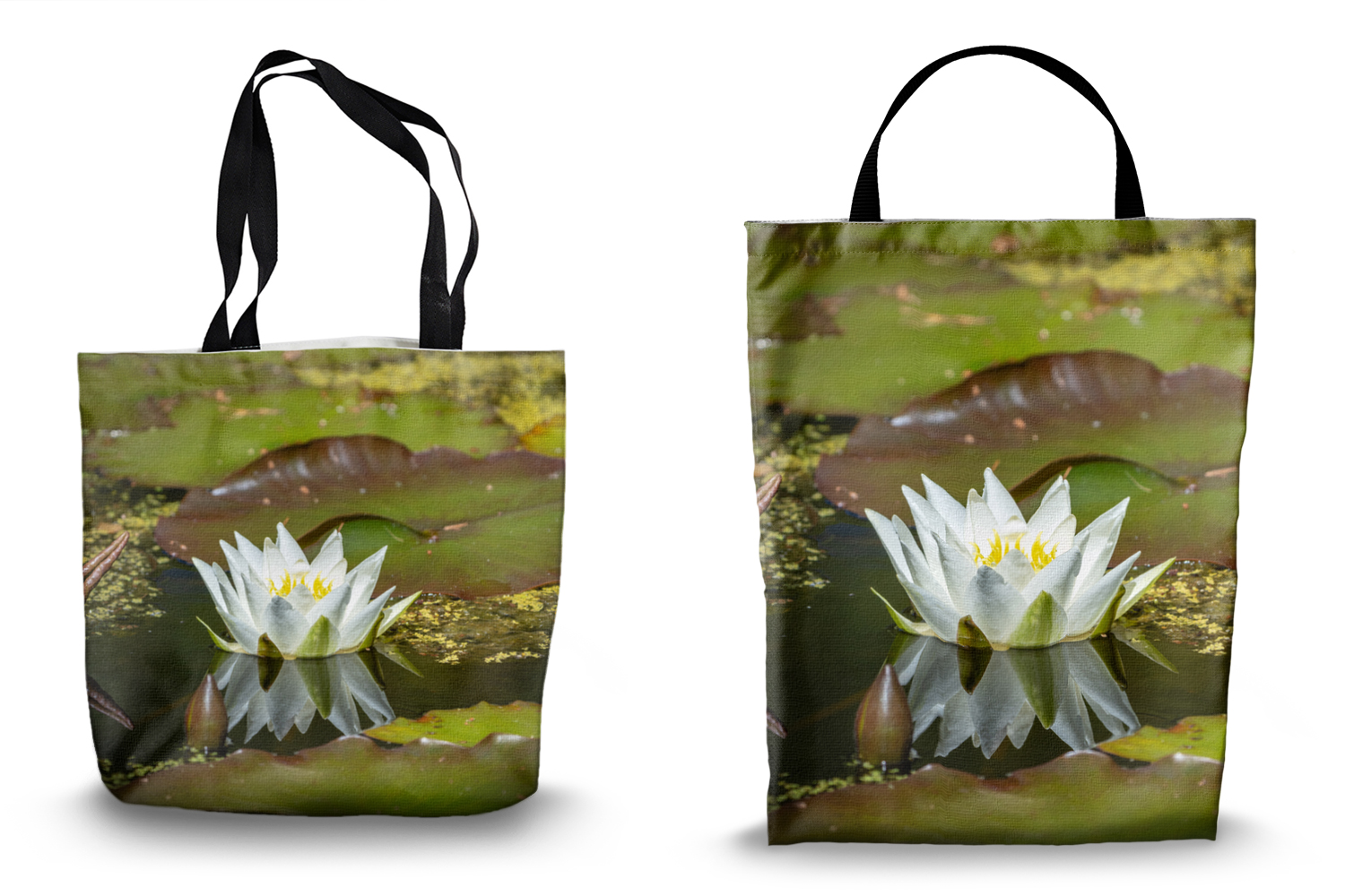 Nymphaea Alba Water Lily Tote Bags