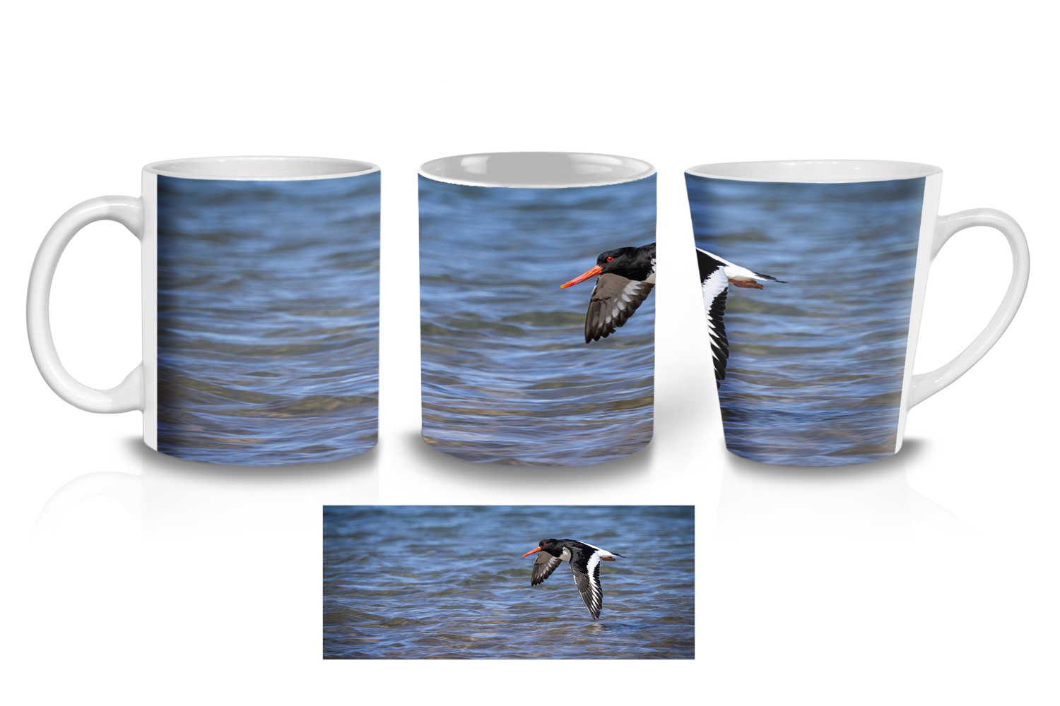 Oyster Catcher Flying Over Water Coffee Mugs