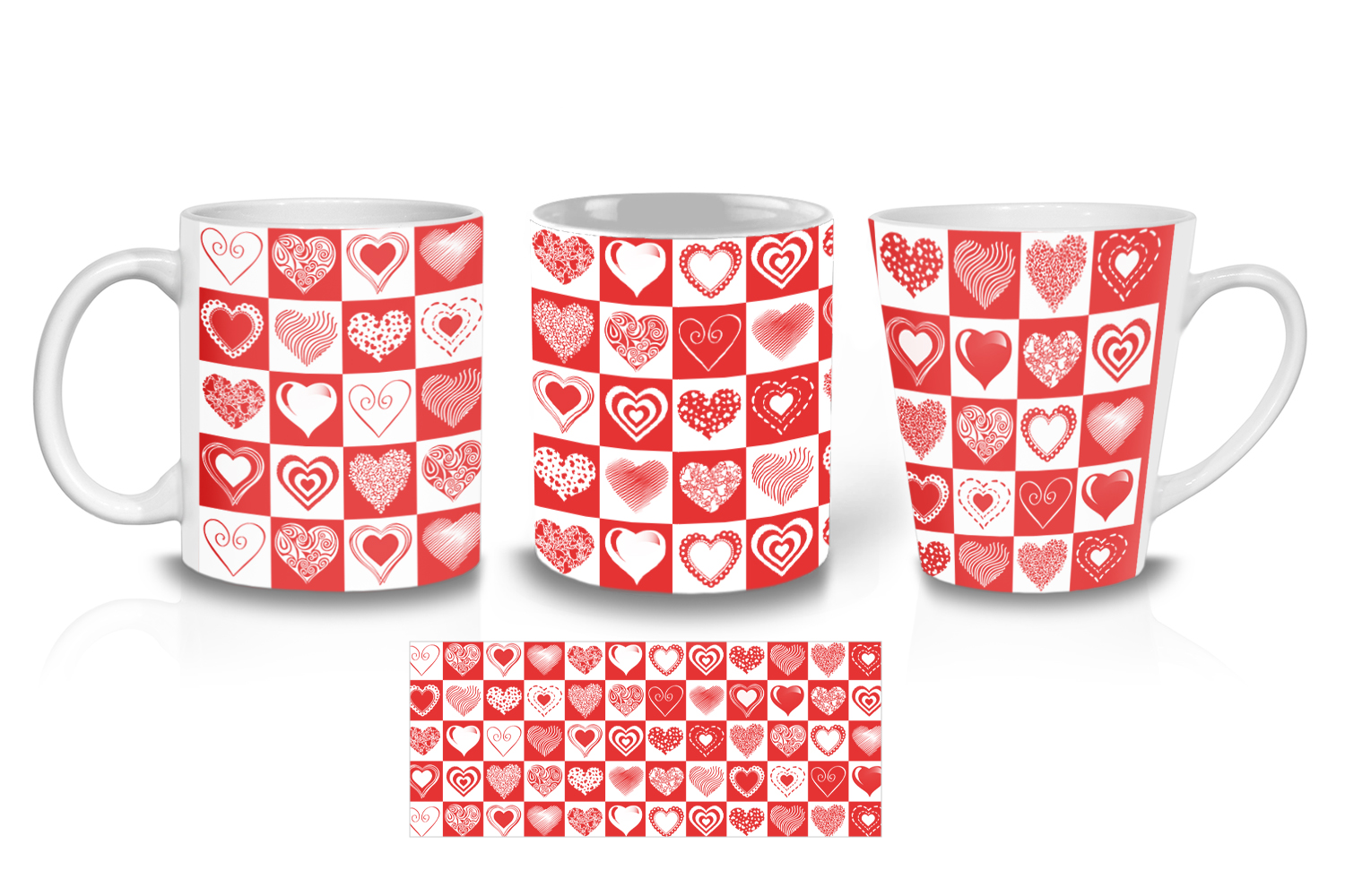 Patchwork Hearts  Valentines Coffee Mugs