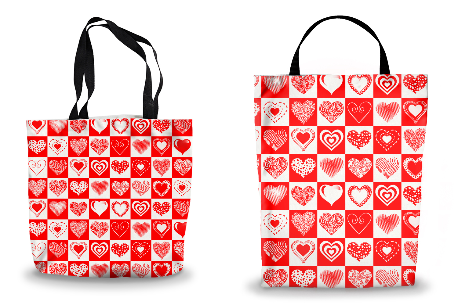 Patchwork Hearts Shopping Tote Bags