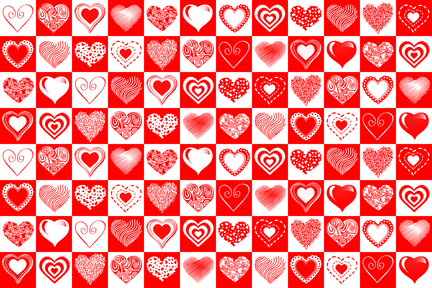 Patchwork Hearts Valentines Day Greeting Cards