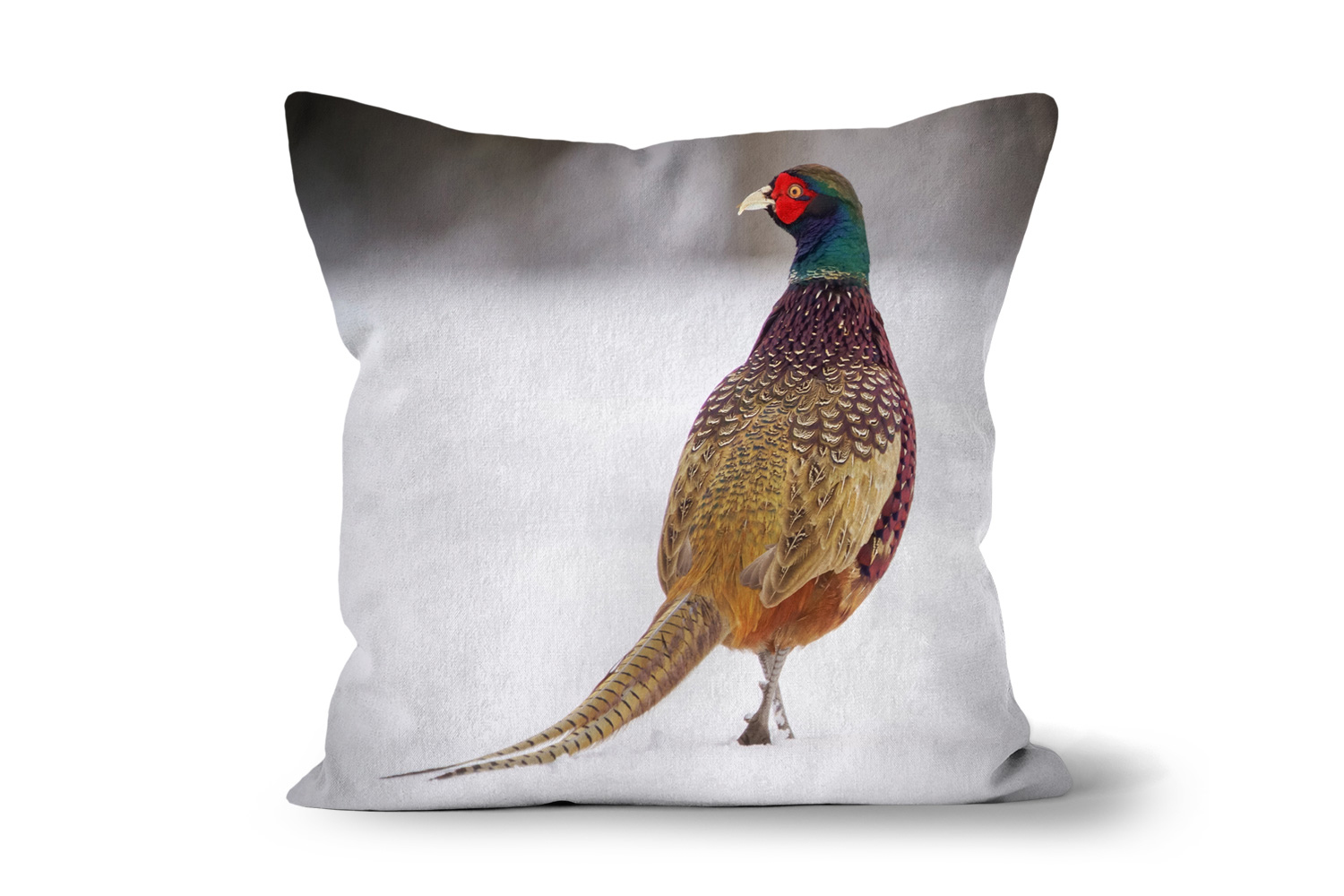 Pheasant in Snow Square Throw Cushions