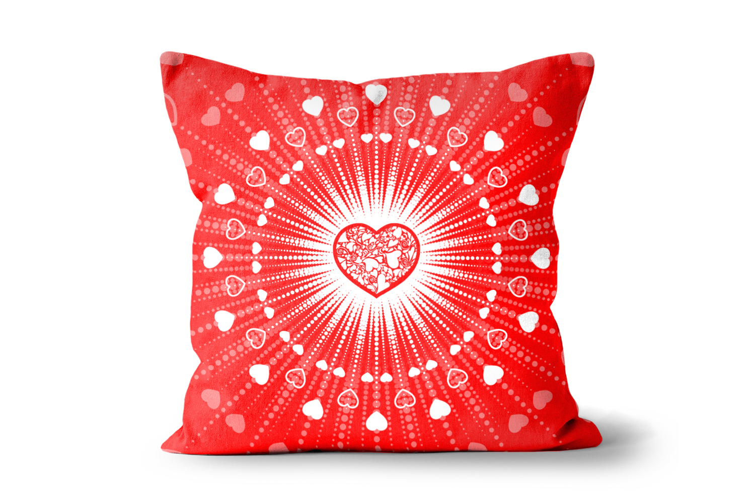 Red Heartburst Valentine Square Cushions