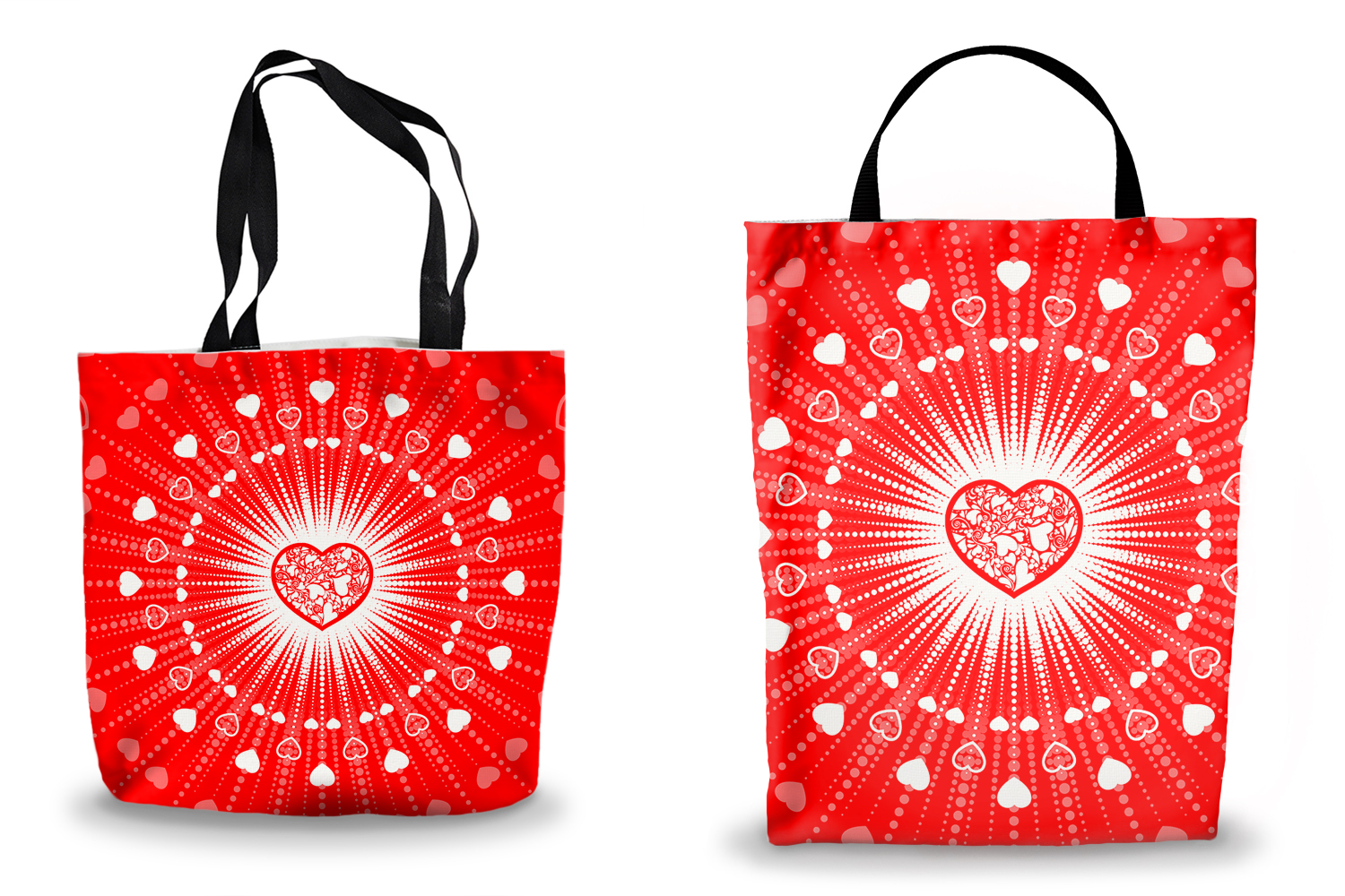 Red Heartburst Valentine Tote Bags