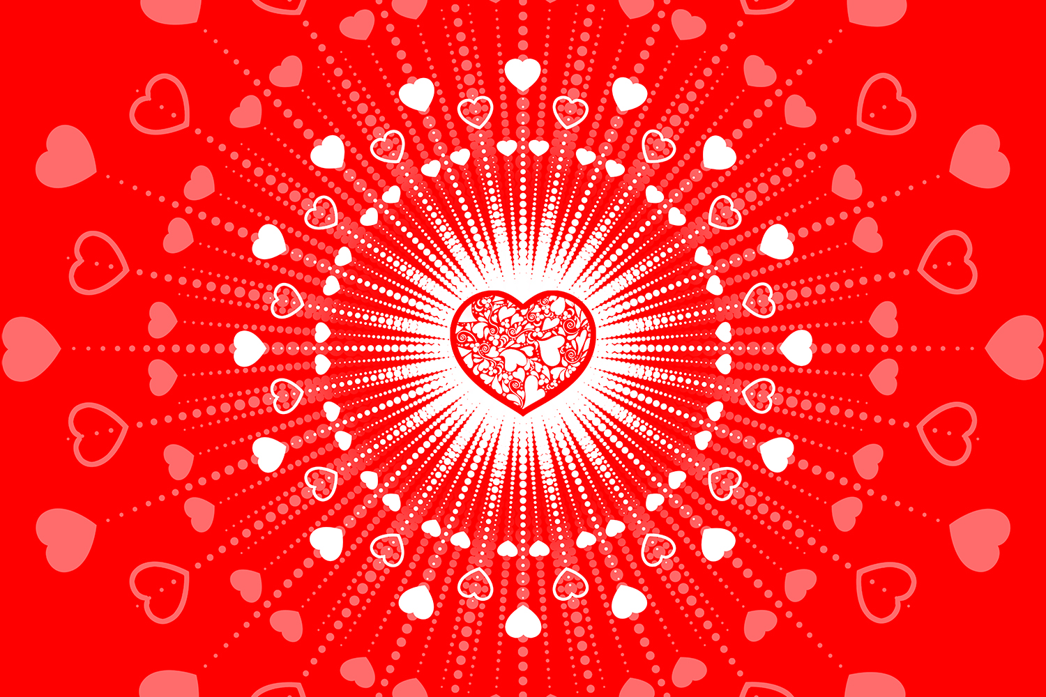 Red Heartburst Valentine Greeting Cards