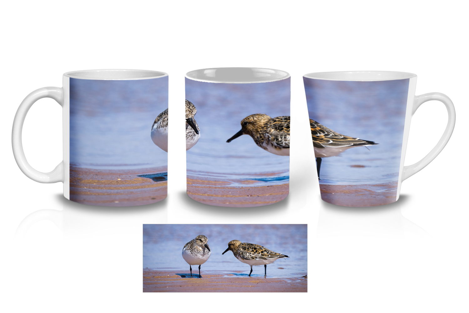 A pair of Sanderlings on the Shoreline Coffee Mugs