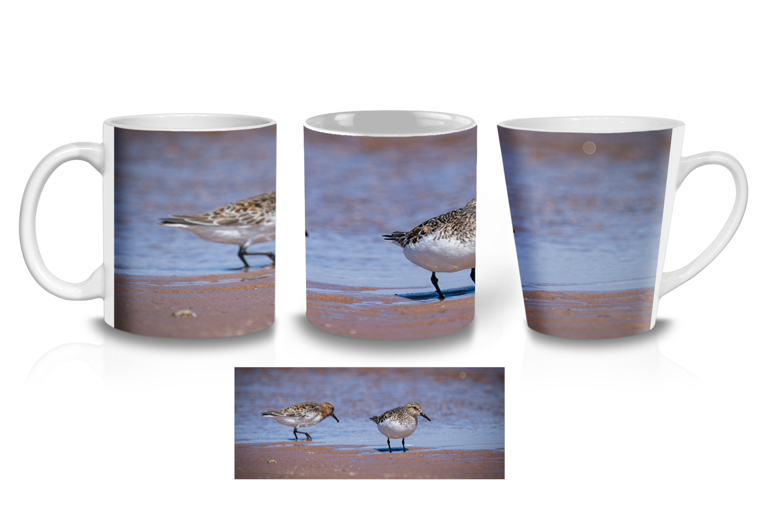 A pair of Sanderlings on the Shoreline Coffee Mugs