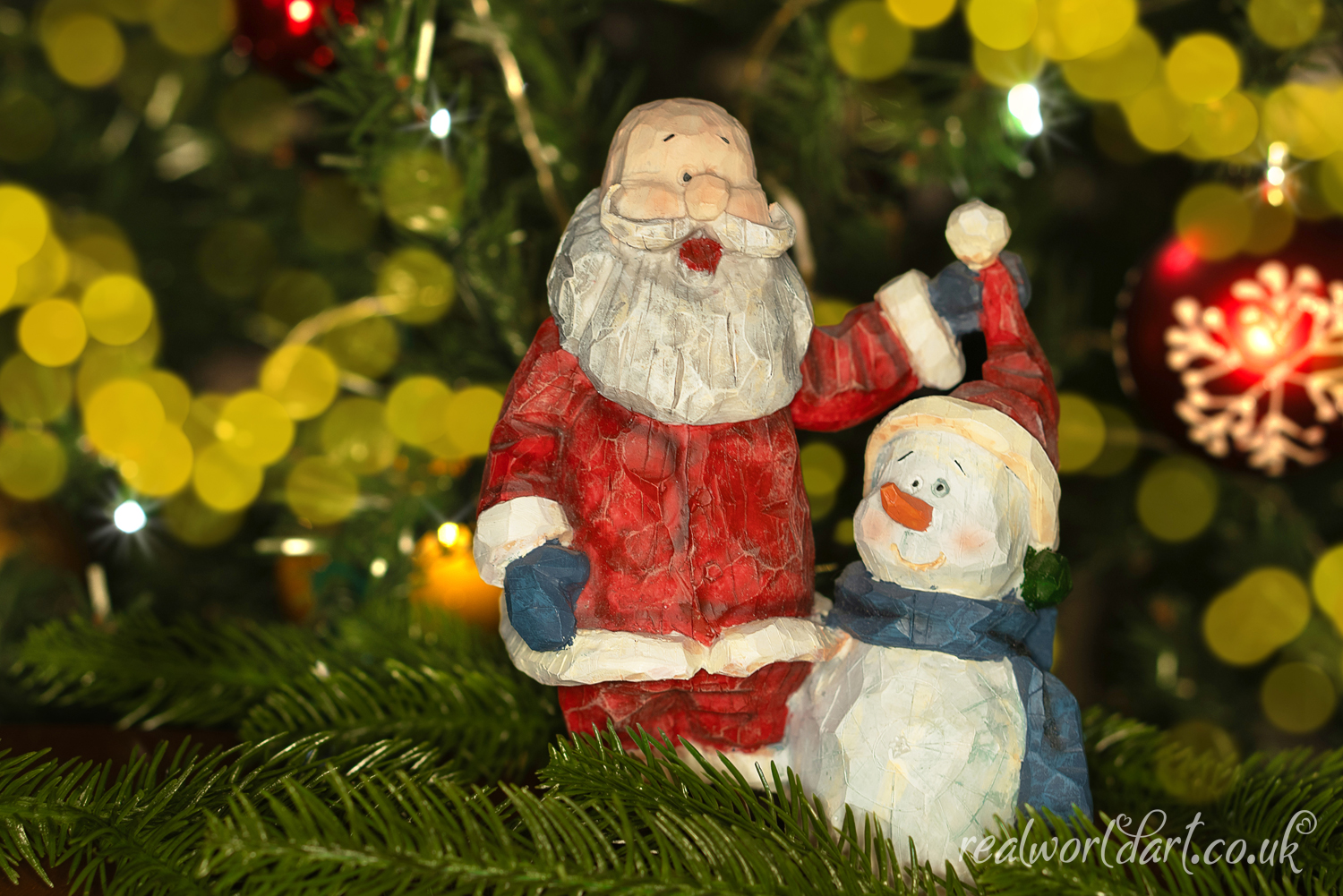 Santa and Snowman Ornament Christmas Cards