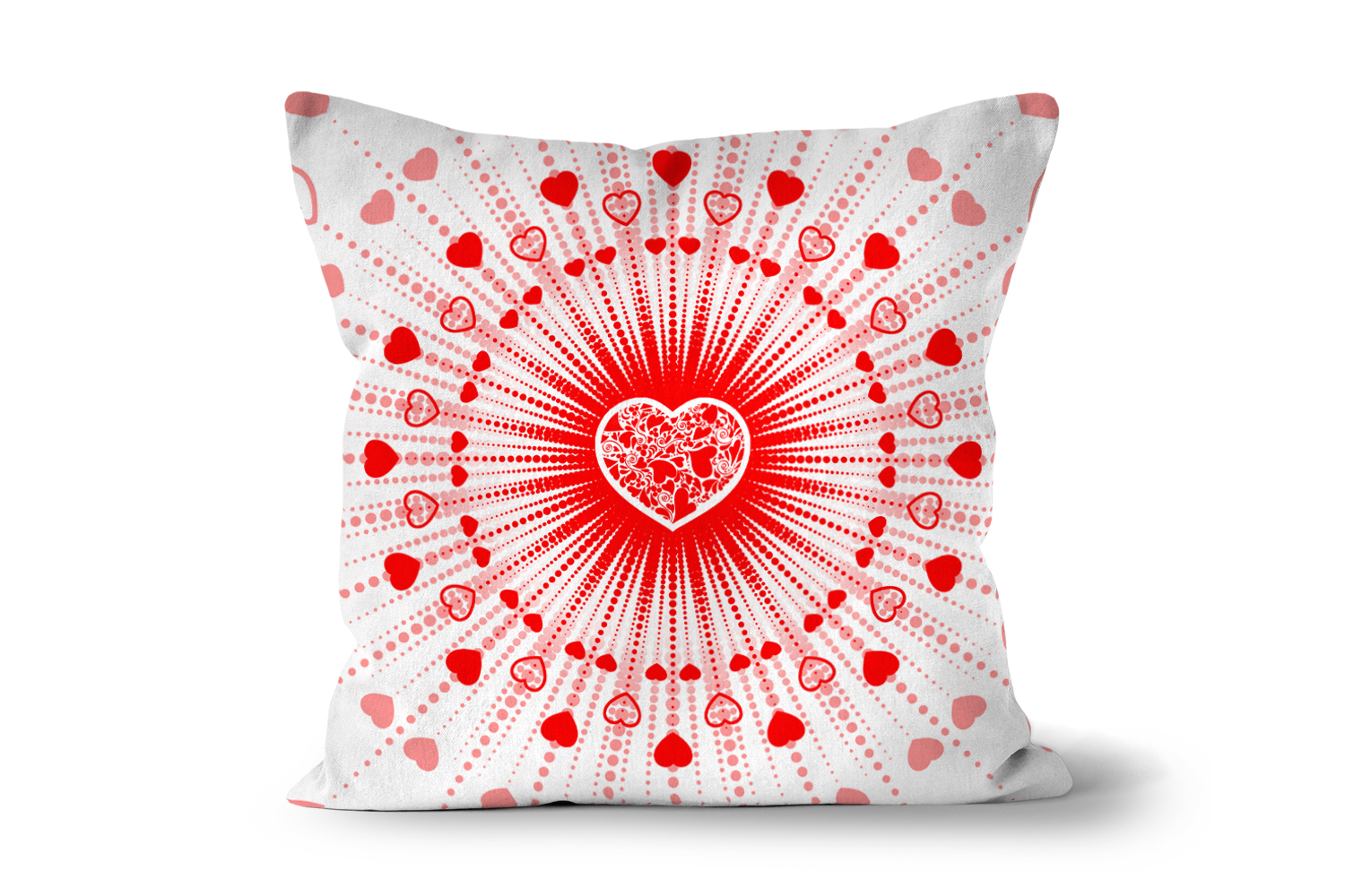 White Heartburst Valentine Square Cushions