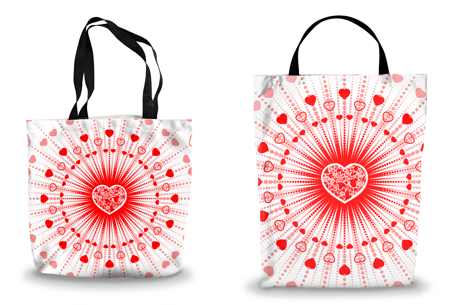 White Heartburst Valentine Tote Bags