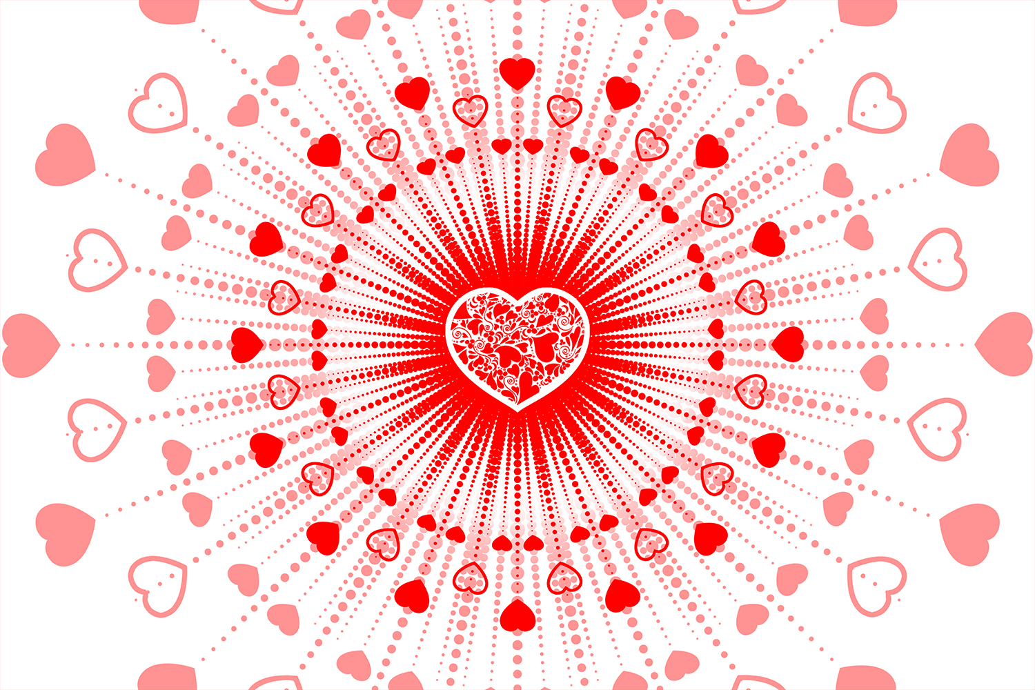 White Heartburst Valentine Greeting Cards