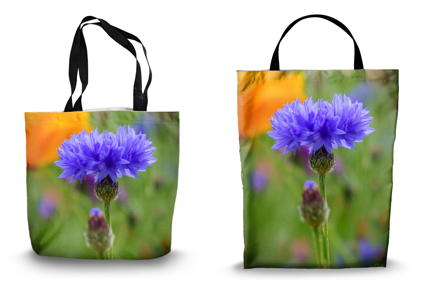 Indigo Cornflower Canvas Tote Bags