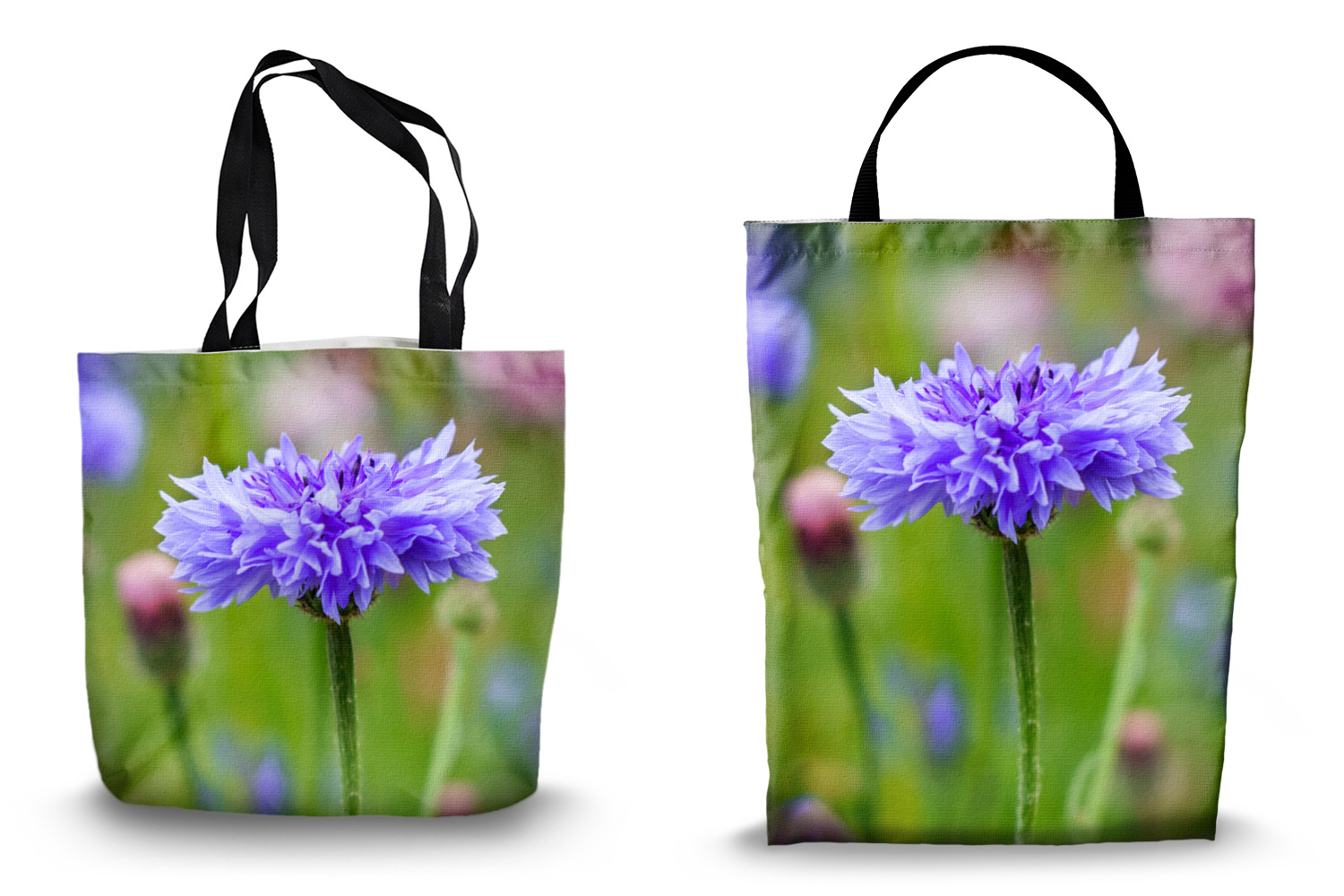 Lilac Cornflower Canvas Tote Bags