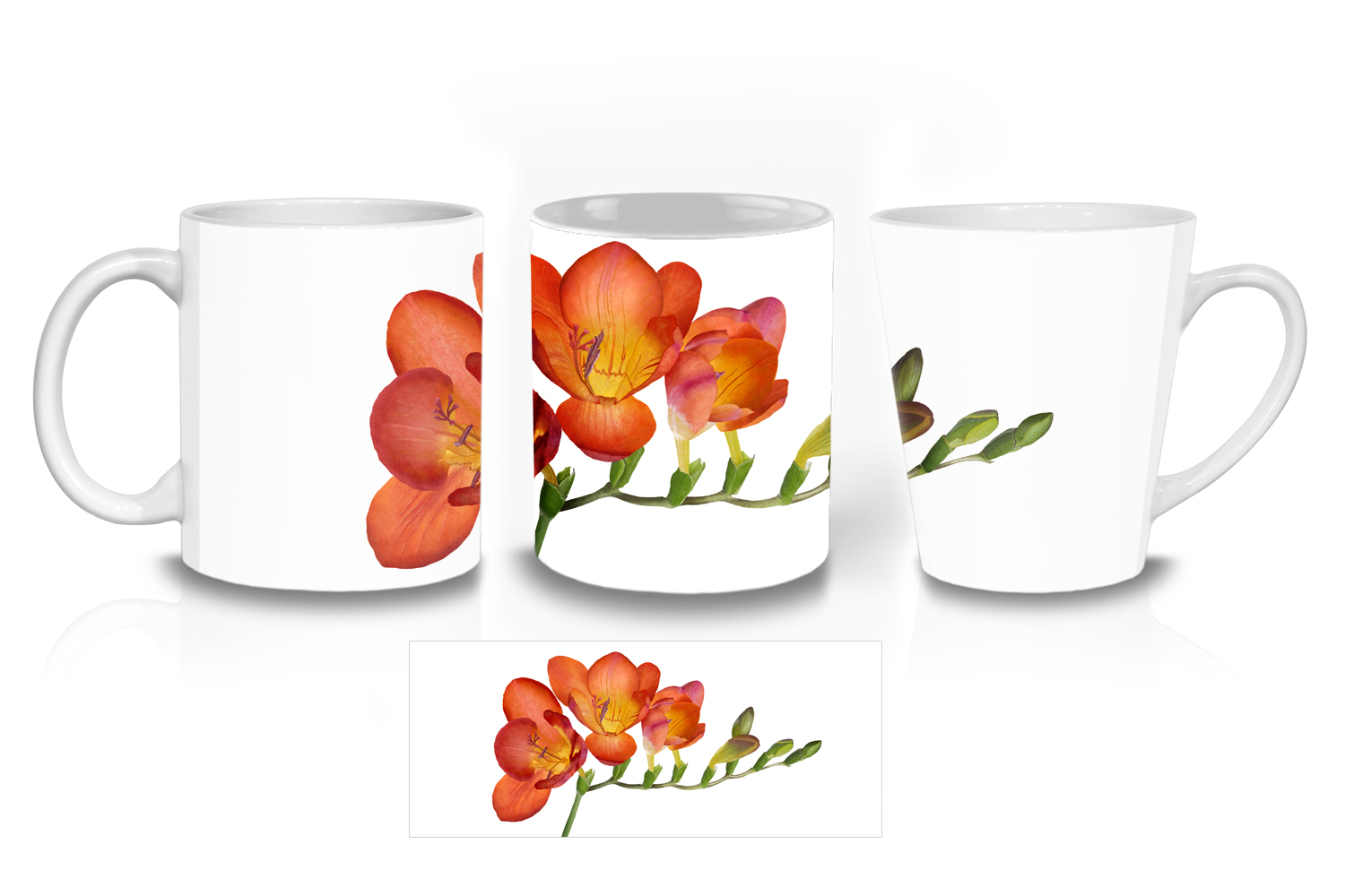 Orange Freesia Ceramic Mug Sets