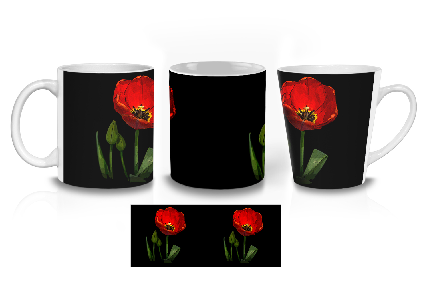 Red Tulip Pop Art Ceramic Mug Sets