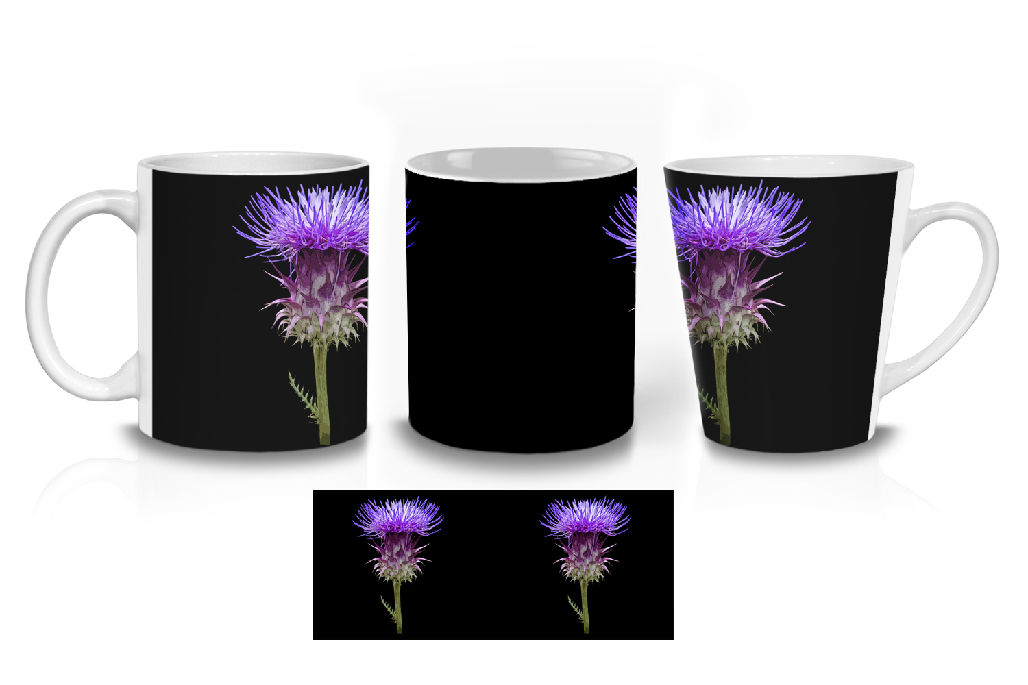 Purple Artichoke Thistle Ceramic Mug Sets