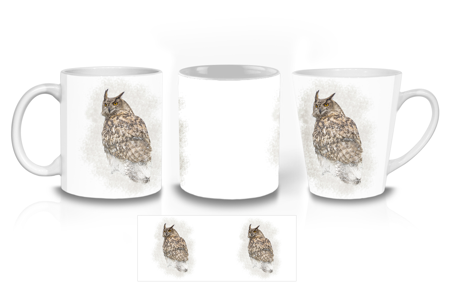 Turkmenian Eagle Owl Ceramic Mug Sets