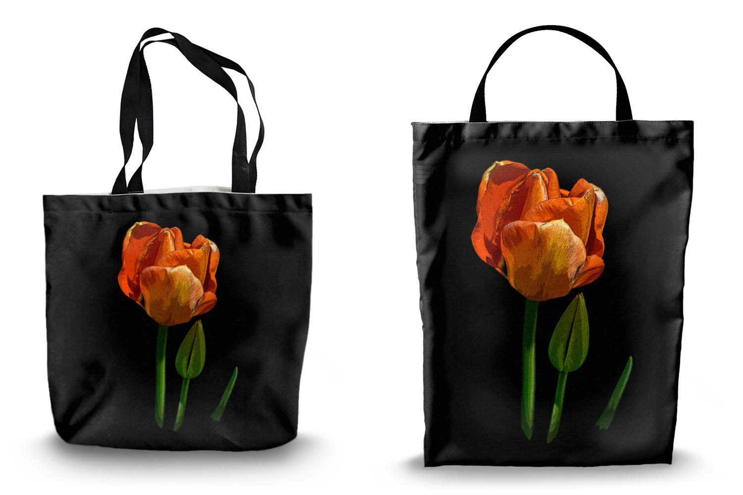 Orange Tulip Pop Art Tote Bags