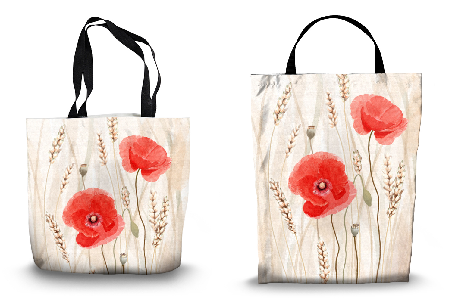 Poppies and Corn Tote Bags