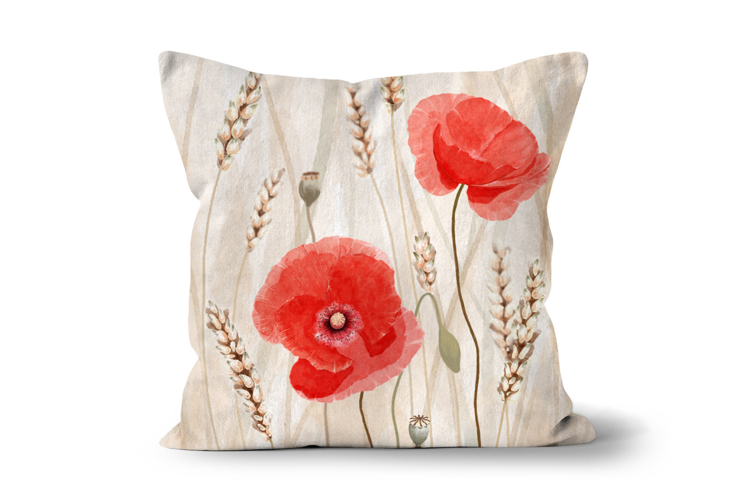 Poppies and Corn 24in x 24in Throw Cushion