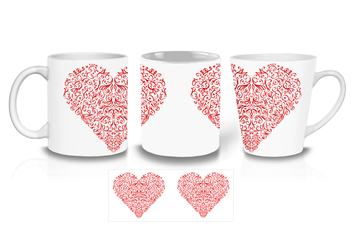 Scroll Heart Ceramic Mugs