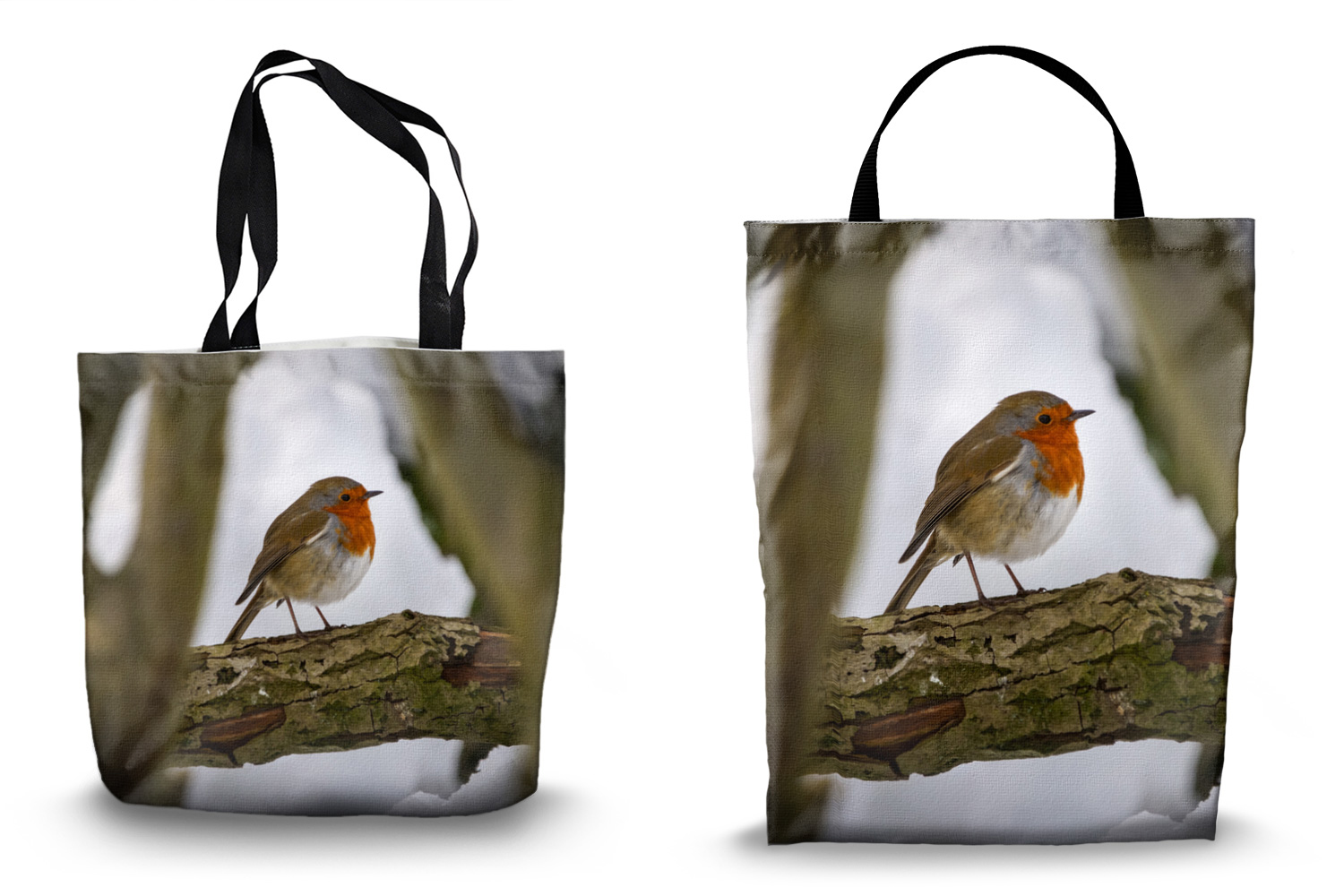 Winter Robin Canvas Tote Bags