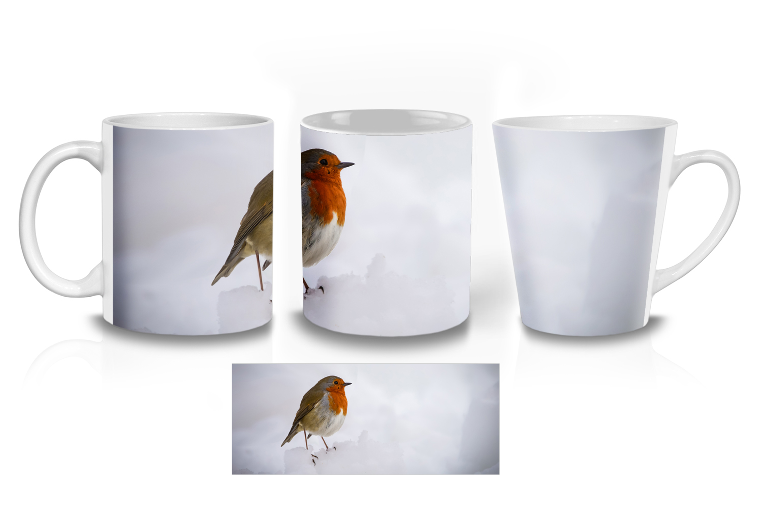 Robin in Snow Mugs