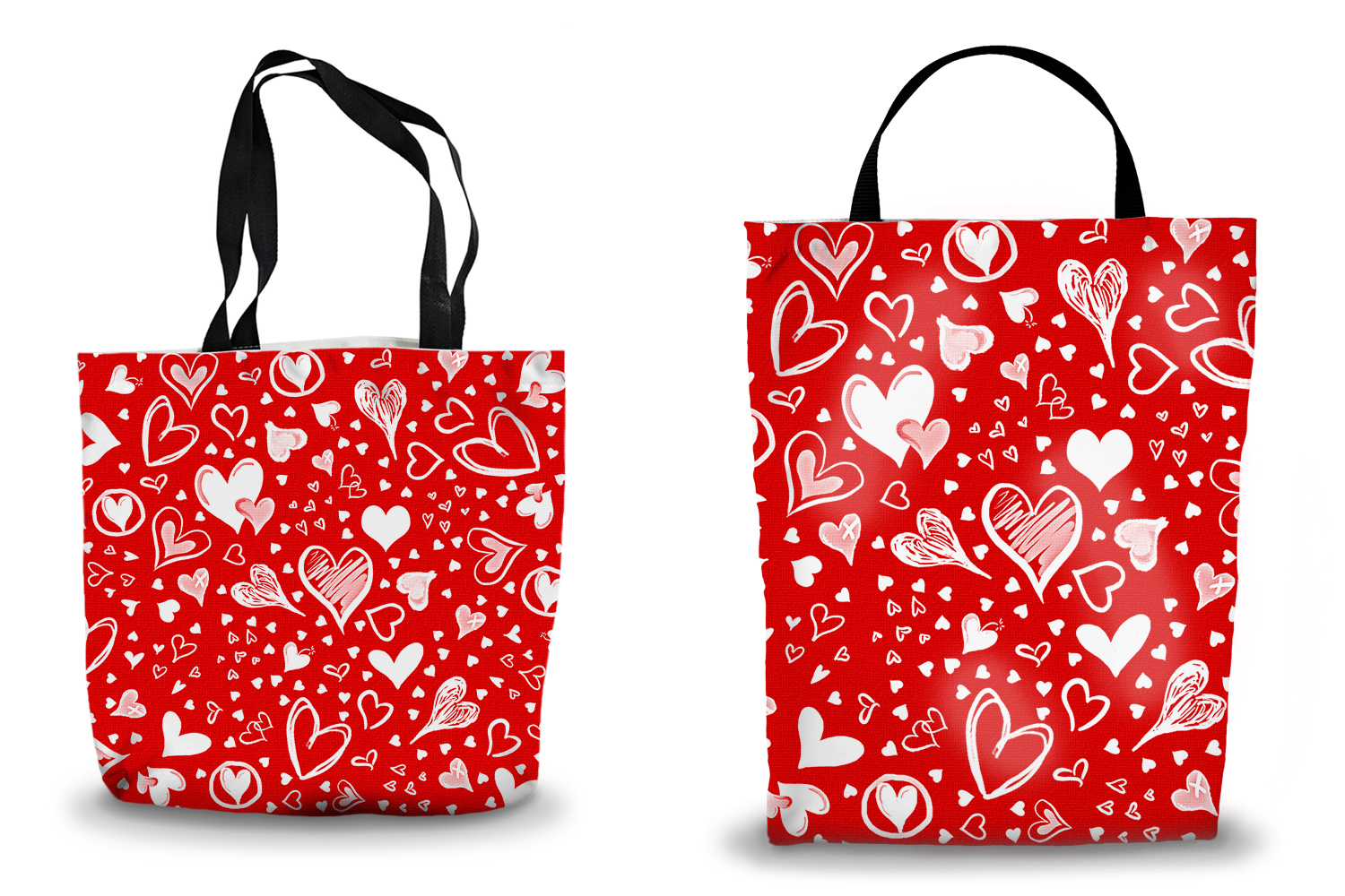 Red Sketched Hearts Tote Bags