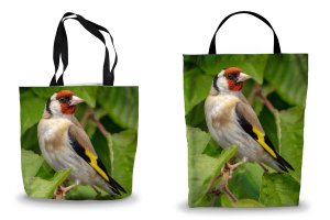 Goldfinch in Cherry Tree Canvas Tote Bags