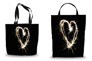 Firework Heart Tote Bag Options