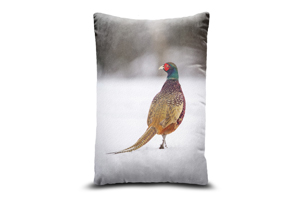 Pheasant in Snow Oblong Throw Cushions