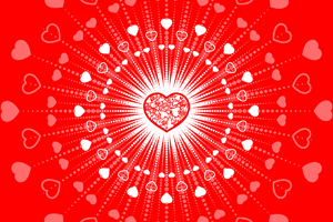 Red Heartburst Wall Art by Carol Herbert