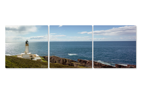 Rua Reidh Lighthouse - Triptych Canvas Wall Art by Carol Herbert