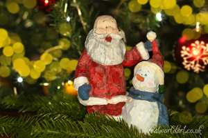 Santa and Snowman Greeting Card