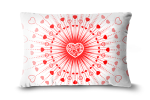 White Heartburst Valentine Oblong Cushions