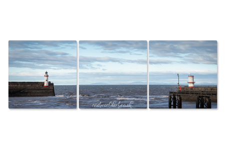 Whitehaven Harbour Entrance - Triptych Canvas Wall Art by Carol Herbert