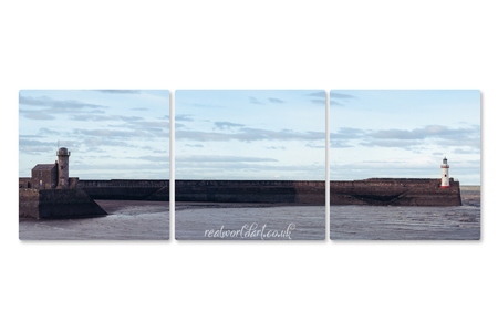 Harbour Lighthouse View - Triptych Canvas Wall Art by Carol Herbert