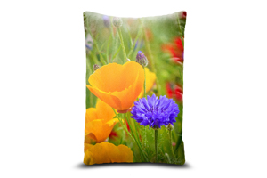 Cornflower And California Poppies Rectangle Throw Cushions