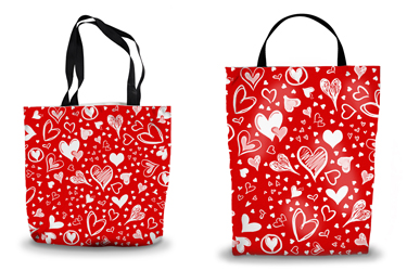 Red Sketched Hearts Canvas Tote Bag