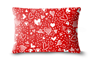 Red Sketched Hearts Oblong Cushions