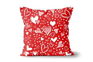 Red Sketched Hearts Cushion