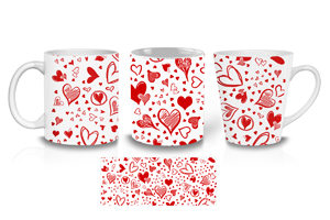 White Sketched Hearts Coffee Mug