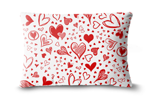 White Sketched Hearts Oblong Cushions