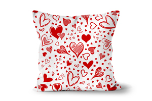 White Sketched Hearts Sofa Scatter Cushions