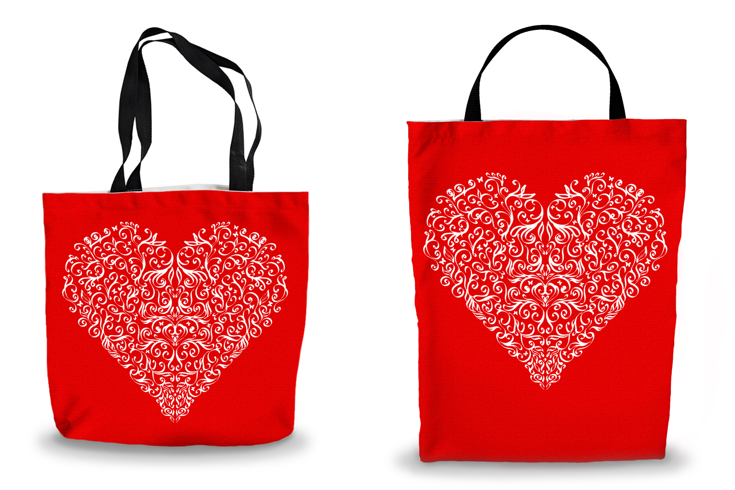 Scroll Heart Canvas Tote Bags